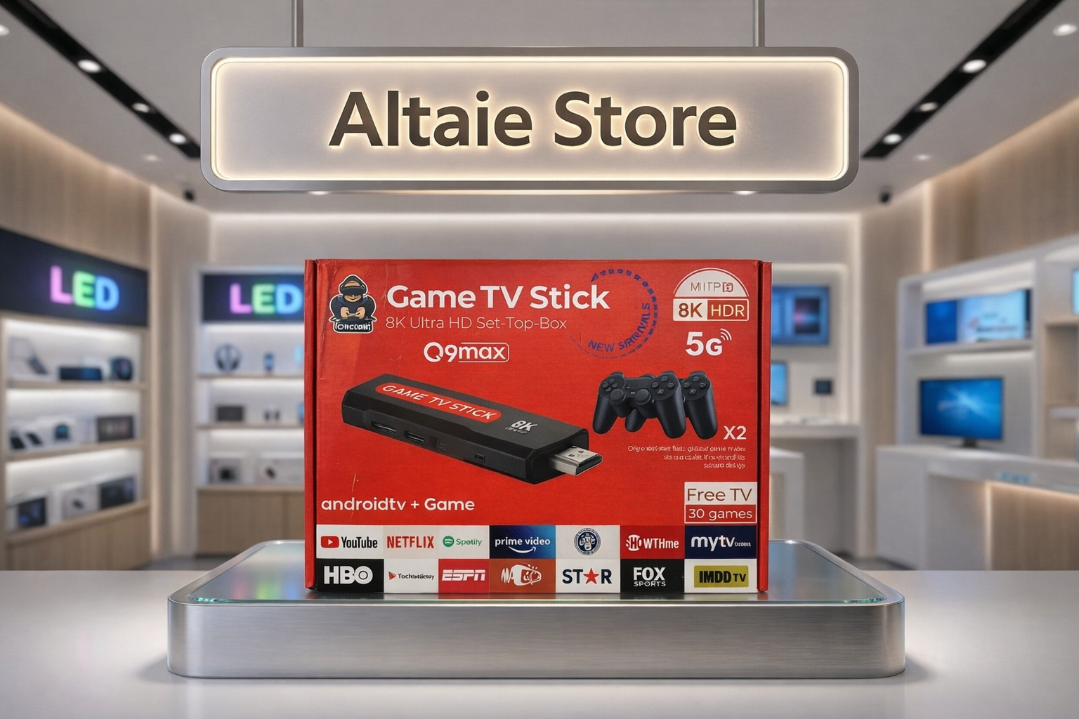 جهاز ألعاب 8K Game TV Stick مع Android TV وتحكم مزدوج